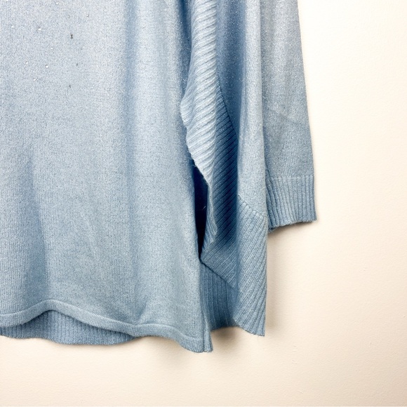 Laura Petites Long Sleeve Light Blue Sweater with Silver Sparkle and Rhinestones - Picture 7 of 9